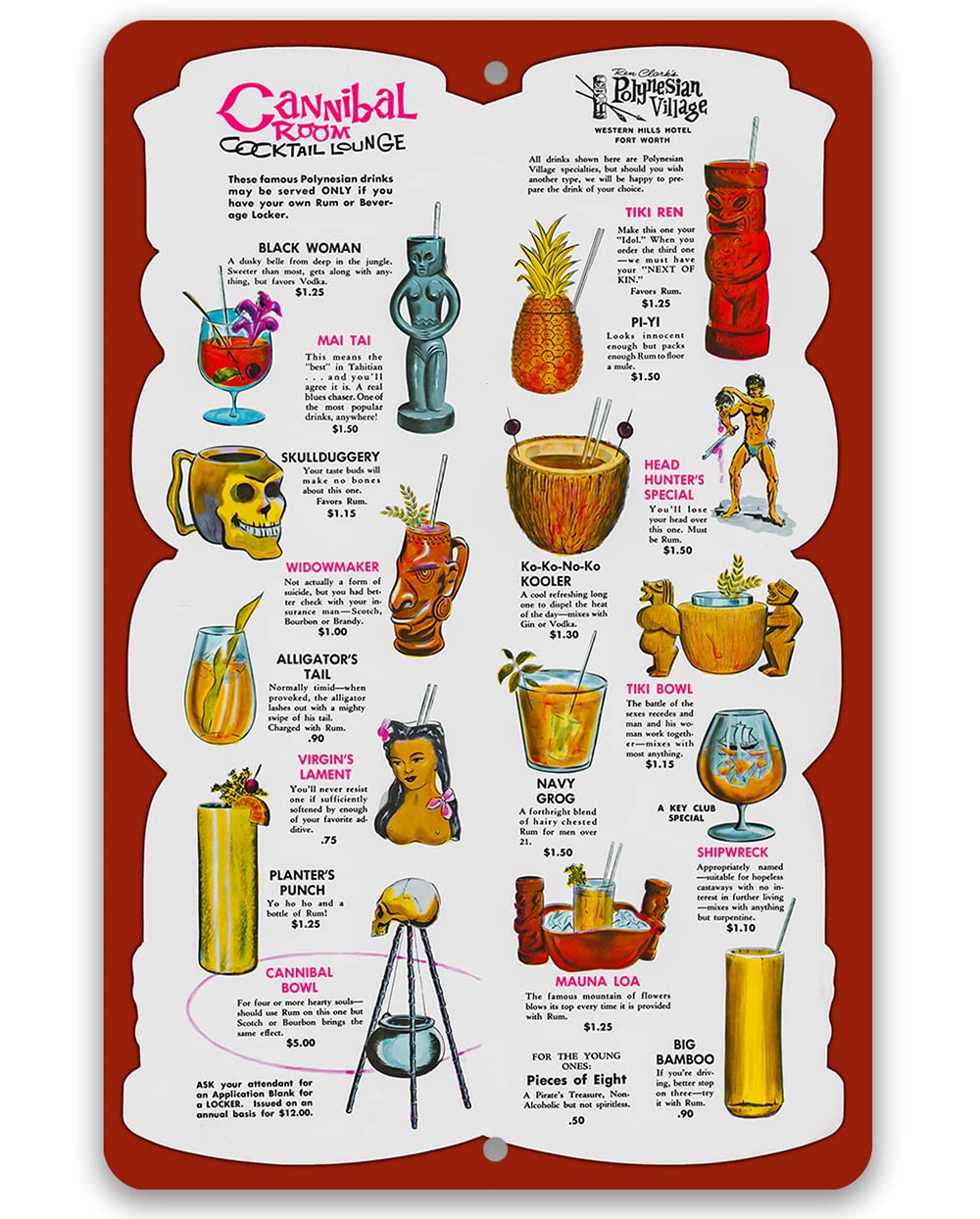 Menu de boissons pour bar Tiki - Home Bar Lounge avis et prix